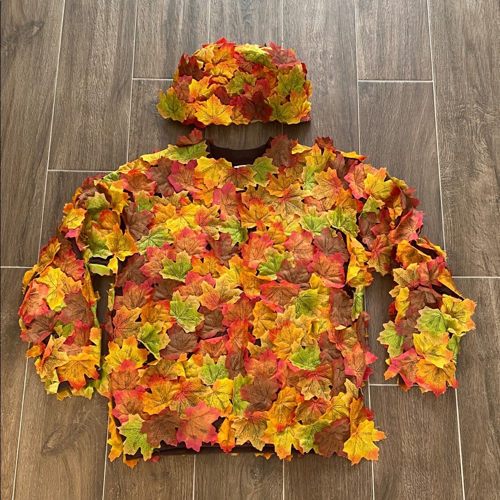 Colorful Leaf/Tree Costume Sweatshirt and Handmade Cap